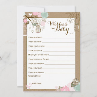 Baby Shower Advice Card - Hängekäfige & Jars Hinweiskarte