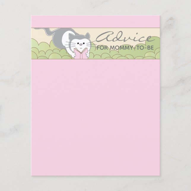 Baby Shower Advice Card "Pink Cat Storybook" (Vorderseite)