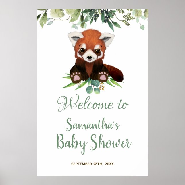Baby shower Affiche de bienvenue mignonne Ours Pan (Devant)