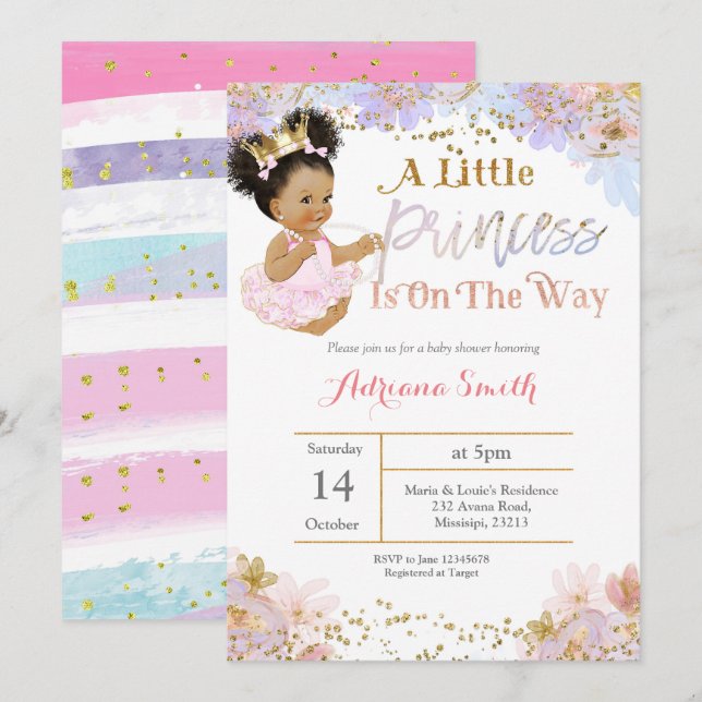 Baby shower africain-américain invitation (Devant / Derrière)