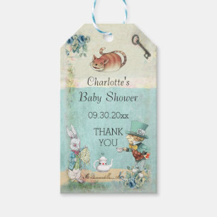 Baby Shower Alice im Wunderland Danke Geschenkanhänger