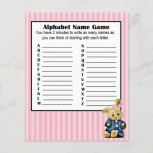 Baby-Shower-Alphabet-Name-Bingo-Spiel Hase Flyer