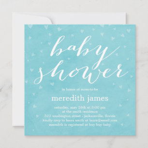 Baby shower Amour Aquarelle Invitation - Bleu