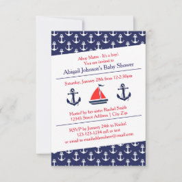 Baby shower Ancres Ahoy - Invitation 3x5