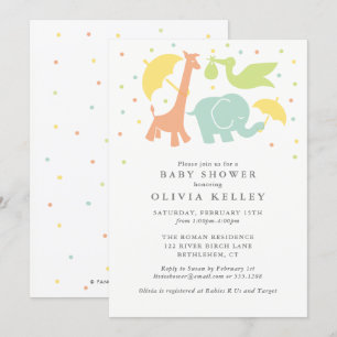 Baby shower animal bébé doux, Invitation neutre