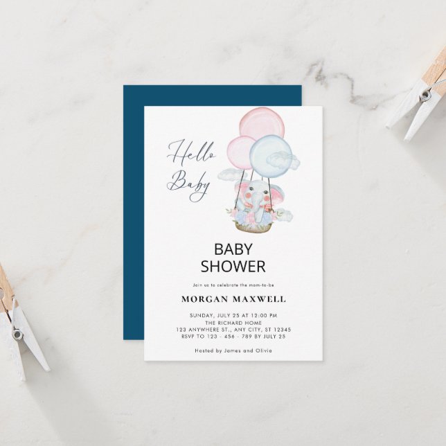 Baby shower animal minimal Invitation libre (Devant/Arrière en situation)