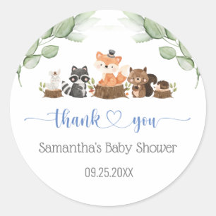 Baby shower animal Woodland Favoriser Sticker rond