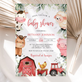 Baby shower Animaux de ferme Invitation