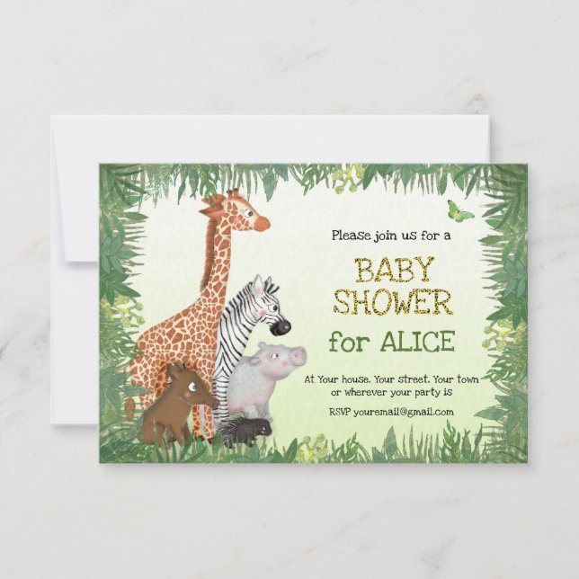 Baby shower animaux Safari invitation (petit) (Devant)