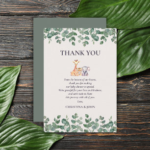 Baby shower Animaux Safari mignons Carte de remerc