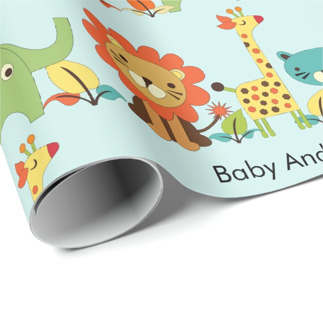 Baby Shower Animes geben Giraffe Lion Boy Girl ein Geschenkpapier (Rolleneckpunkt)