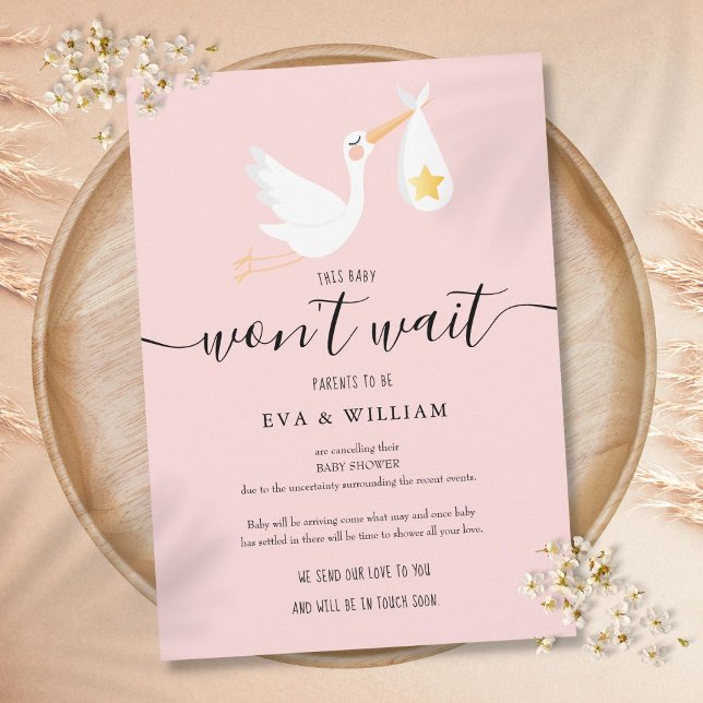 Baby shower Annulation de l'arrosage Carte rose (Baby Shower Sprinkle Cancellation Pink Card)