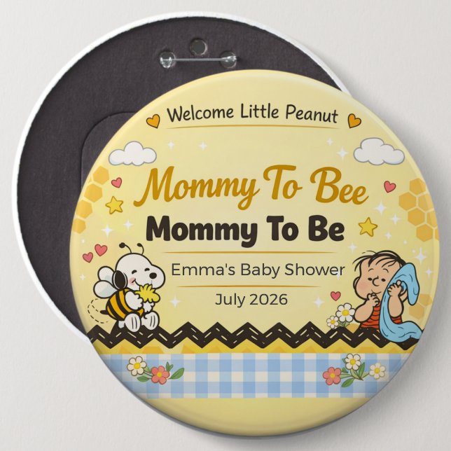Baby Shower Anstecker | Mama wird Biene | Kleines  Button (Vorne & Hinten)