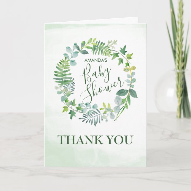 Baby shower Aquarelle Verdure Merci de couronne (Devant)