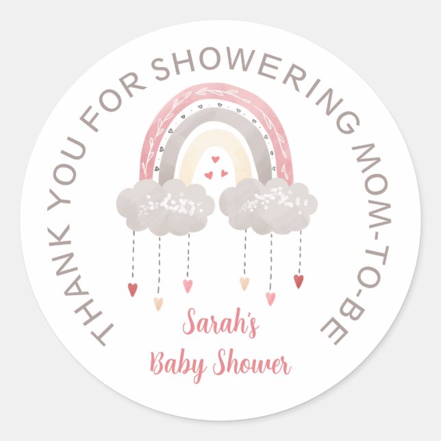 Baby shower arc-en-ciel bohème en faveur étiquette (Devant)