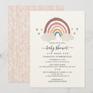 Baby shower arc-en-ciel Cute Boho Invitation Scrip