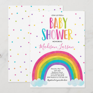 Baby shower arc-en-ciel Invitation lumineux Rainbo