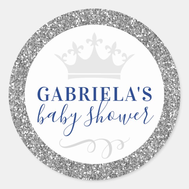Baby shower Argent Favoriser Sticker Étiquette (Devant)