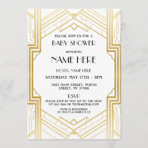 Baby Shower Art Deco Gold Party der 1920er Jahre l Einladung