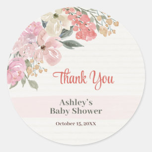 Baby-Shower-Aufkleber Danke Blumenlabels Runder Aufkleber
