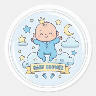Baby-Shower-Aufkleber für Jungen Runder Aufkleber