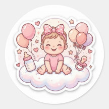 Baby-Shower-Aufkleber für Mädchen