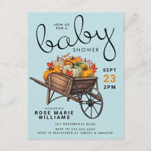Baby shower   Automne Citrouille Roue Baril Carte 