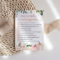 Baby shower Automne Plus Ou Moins Carte De Jeu