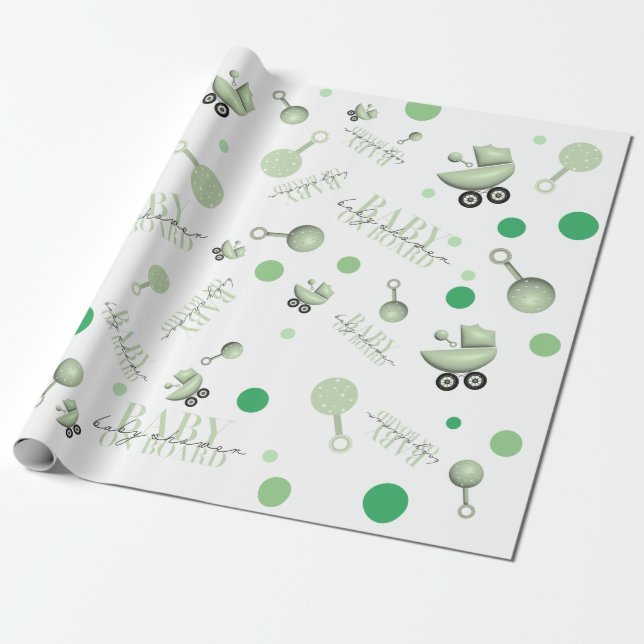 Baby Shower Baby an Bord Einladungs-Aufkleber Geschenkpapier (Ungerollt)