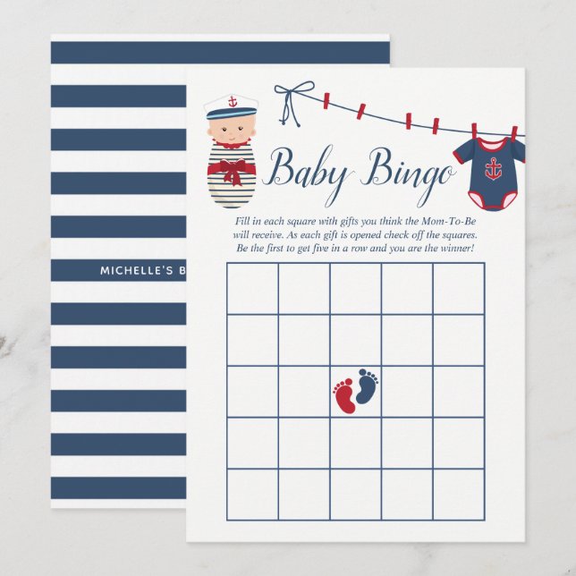 Baby Shower Baby Bingo Einladung (Vorne/Hinten)