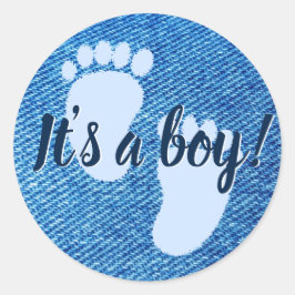 Baby Shower Baby Blue Denim Custom Runder Aufkleber