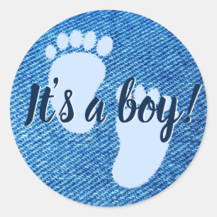 Baby Shower Baby Blue Denim Custom Runder Aufkleber