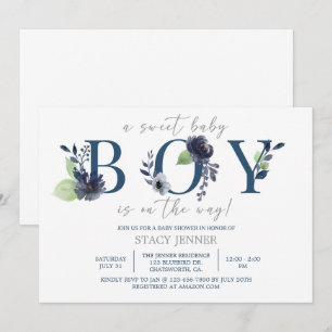 BABY SHOWER, BABY BOY, BLAUE FLORAL, EIN Junge