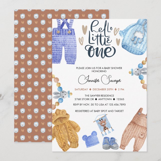 Baby Shower Baby Boy Dusche Einladungen (Vorne/Hinten)