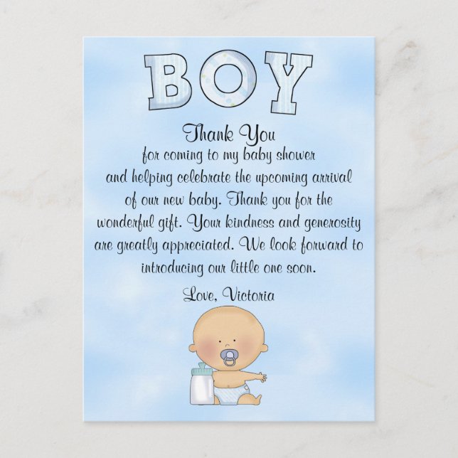 Baby Shower Baby Boy Postkarte (Vorderseite)