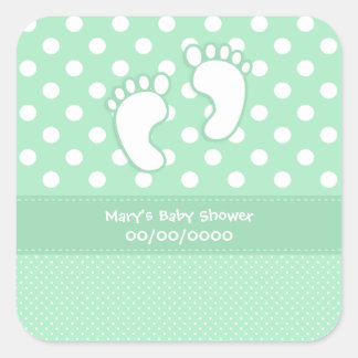 Baby Shower Baby Feet Quadratischer Aufkleber