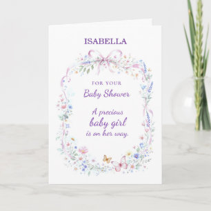 Baby-Shower-Baby-Girl-Blumenkranz-Schmetterlinge Karte