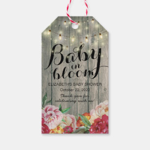 Baby Shower Baby in Bloom Blume Holzofenlampe Geschenkanhänger