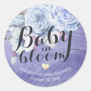 Baby Shower Baby in Bloom Boho Blume Runder Aufkleber