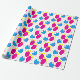 Baby Shower Baby Mädchen Baby Füße Farbige Blumen Geschenkpapier