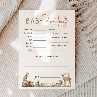 Baby Shower Baby Predictions Card Woodland Animals Einladung