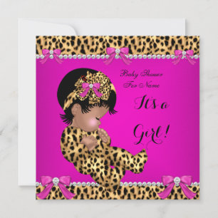 Baby Shower Baby Süßes Mädchen Leopard Hot Pink Go Einladung