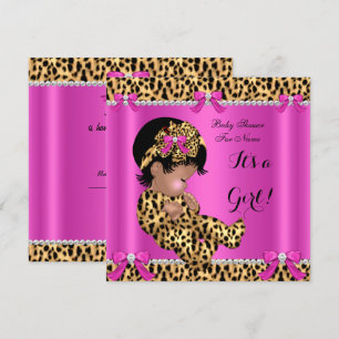Baby Shower Baby Süßes Mädchen Leopard Hot Pink Go Einladung