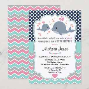 Baby shower baleine Invitation personnalisée Fille