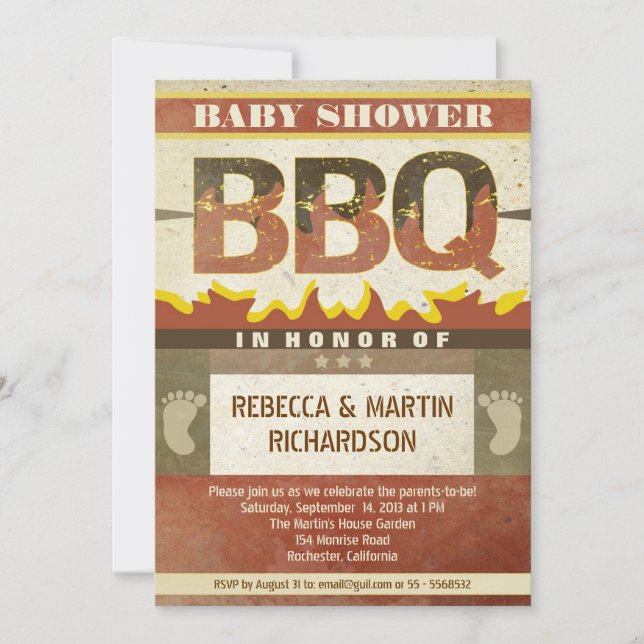 baby shower barbecue invitations vintages (Devant)