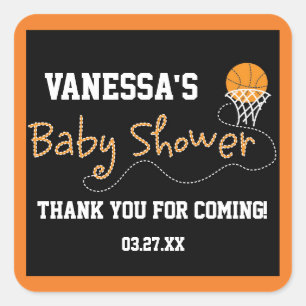 Baby shower BASKETBALL TYPOGRAPHIE Étiquette Stick