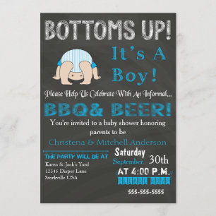 Baby shower BBBQ supérieur Invitation (bleu)
