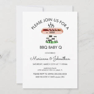 Baby-Shower-BBQ-Baby-Q-Grillen-Hotdog-Einladung Einladung