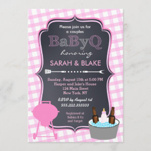 Baby shower BBQ BBQ  Couples roses Invitations