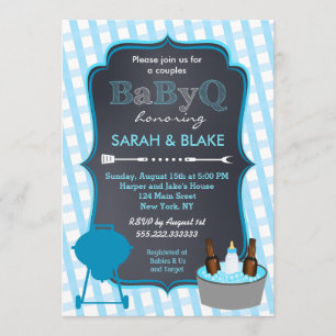 Baby shower BBQ Couples Bleus Invitation
